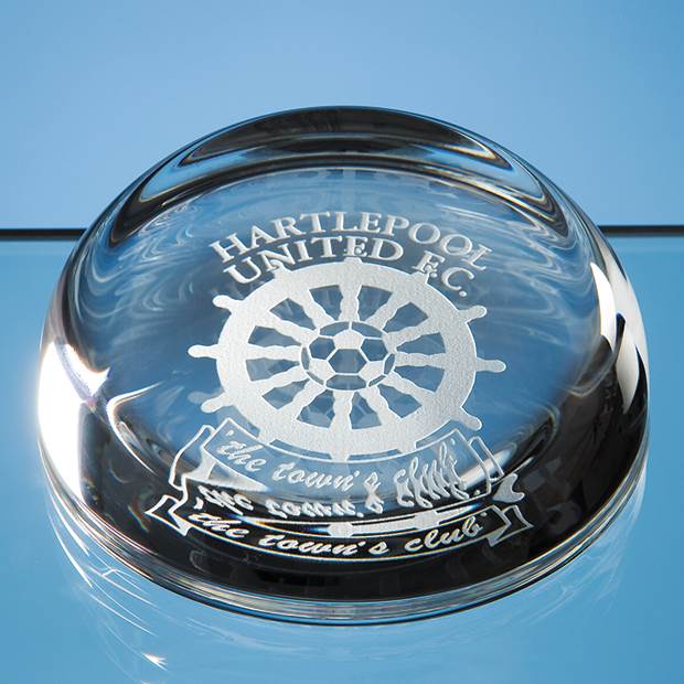 Optical Crystal Flat Top Dome Paperweight